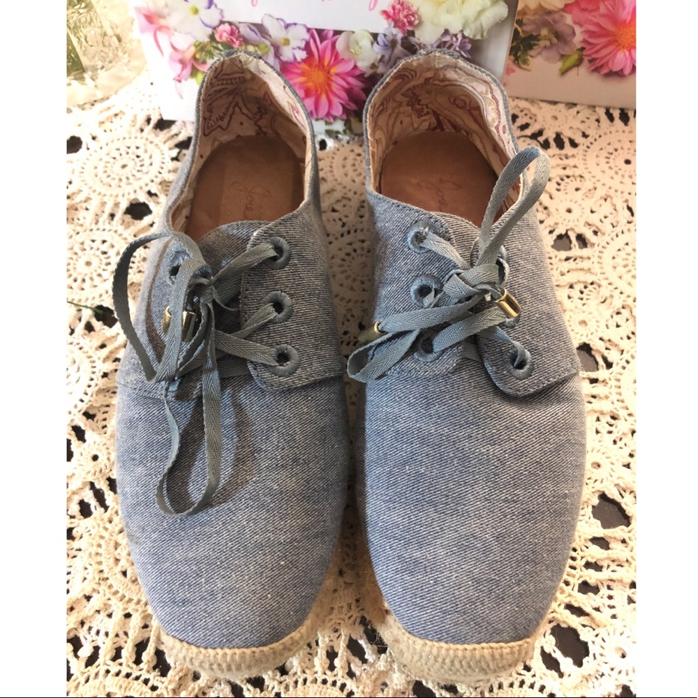 Joie ‘Wallie’ Denim Espadrilles Laceup Shoes